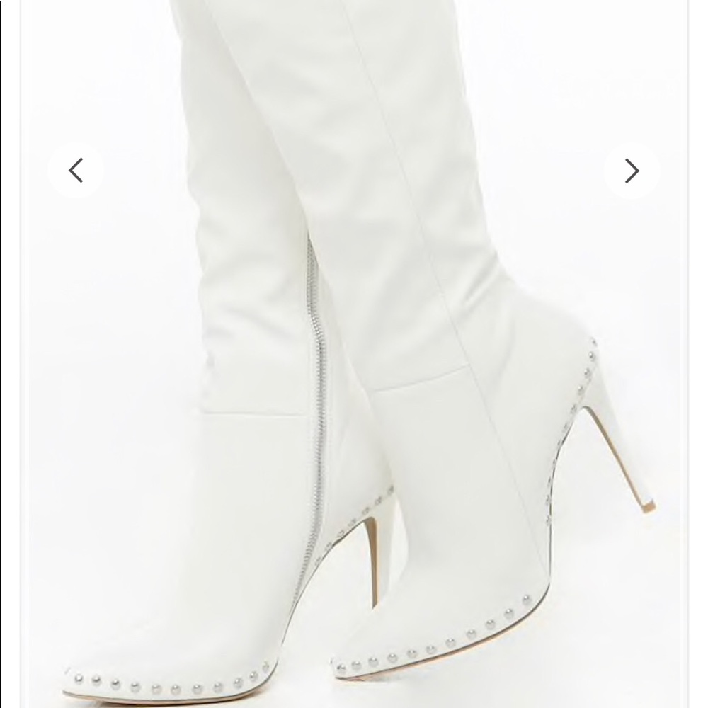 Leather Knee High Studded Stiletto Boots